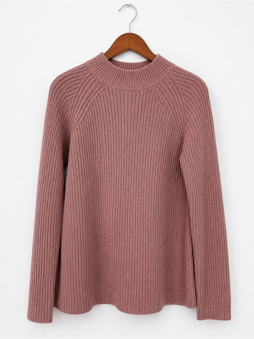 Vince 100% Cashmere Ribbed Mock Neck Sweater Dusty Rose Pink Medium